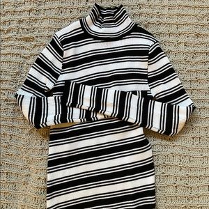 Say What? Black and White Stripped Turtleneck Sweater